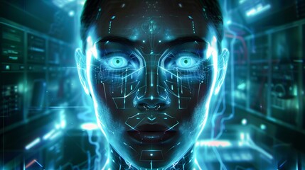 The intricate structure of a human head, Futuristic , Cyberpunk