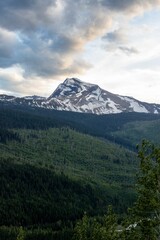 Amazing shot of a mountain covered in snow in Glacier National Park in Montana, USA