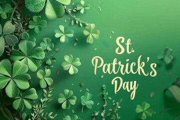 The background for St. Patrick's Day is vibrant with shades of green.