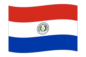 Waving flag of the country Paraguay. Vector illustration.