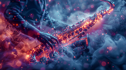 Independent Jazz Musicians Playing Solo Instruments  Digital Art Wallpaper Background Backdrop