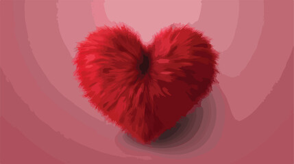 3d fur red heart love symbol .. 2d flat cartoon vac