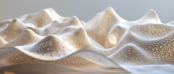 Softly lit minimalist 3D digital fabric, weaving the future of connectivity