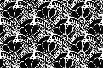 Ikat floral paisley embroidery on white background.Ikat ethnic oriental pattern traditional.Aztec style abstract vector illustration.design for texture,fabric,clothing,wrapping,decoration