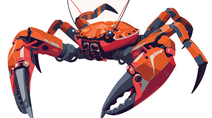 The crabs very sharp claws have robotic technology flat - obrazy, fototapety, plakaty