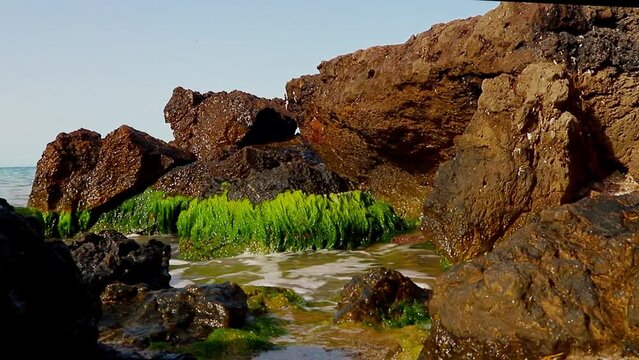 Rocky beach in Salou, Spain