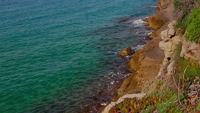 Rocky beach in Salou, Spain