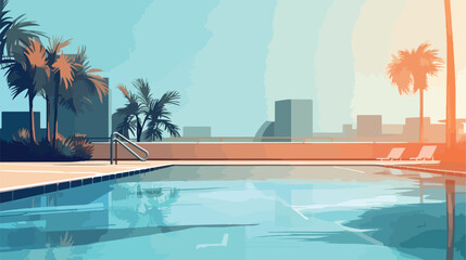 Fototapeta na wymiar Abstract blur Outdoor swimming pool .. 2d flat cartoon