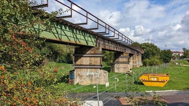 Old railway bridge in Oberasbach Nuremberg crossing the Rednitz