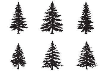 set of christmas trees