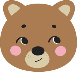 Adorable Brown Bear SVG Illustration with Emoji Expression
