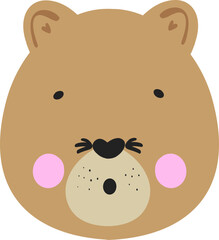 Adorable Brown Bear SVG Illustration with Emoji Expression