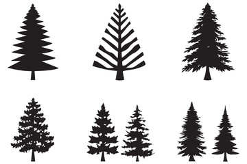 set of christmas trees