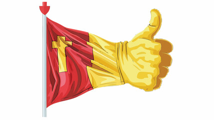 The flag of Vatican City in a Thumbs Up Icon flat vector - obrazy, fototapety, plakaty
