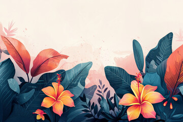 Abstract art tropical leaves background vector.