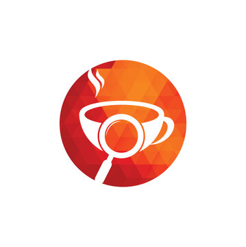 Search Coffee logo template design vector. Coffee magnifying glass logo template Vector.