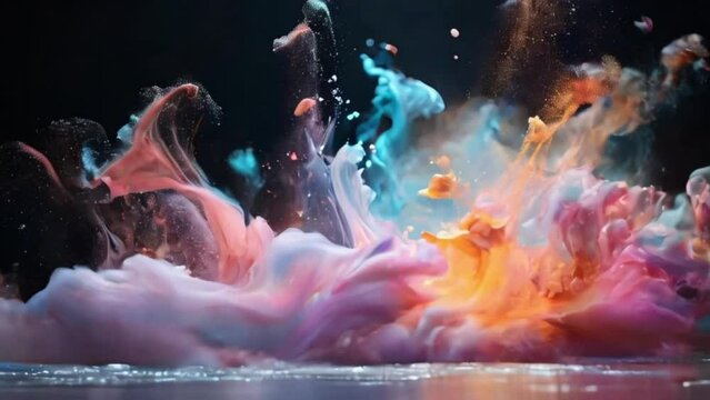  captivating sight of pastel-colored powder exploding in every direction, beautifully frozen in time through a super long exposure and slow shutter photography technique