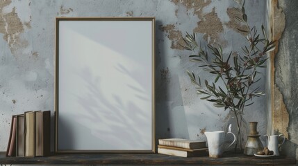 "Blank White Paper in Vertical Frame: Monet Inspired"