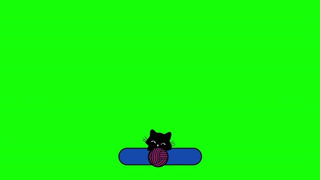 Subscribe like and bell button cute cat kids cartoon click animation 4K video with transparency Green Screen and Luma Matte (black and white mask)