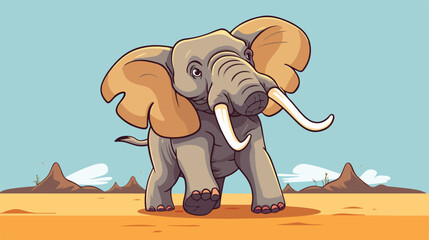 African Elephant flapping its ears 2d flat cartoon