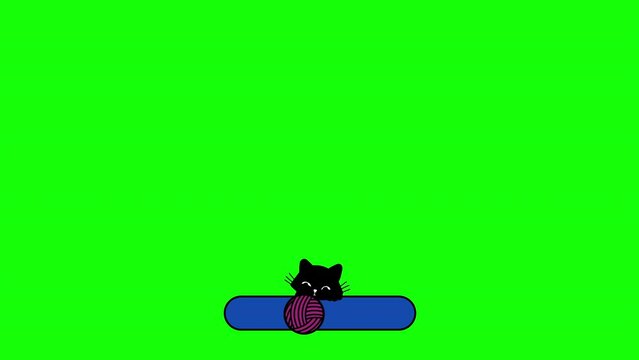 Subscribe like and bell button cute cat kids cartoon click animation 4K video with transparency Green Screen and Luma Matte (black and white mask) Portuguese