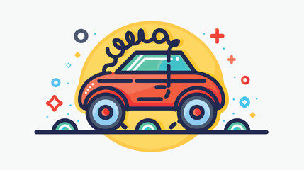 Thin line car spring toys icon flat vector isolated