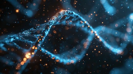 A blue and orange spiral with a lot of dots. The blue and orange colors give the image a futuristic and scientific feel