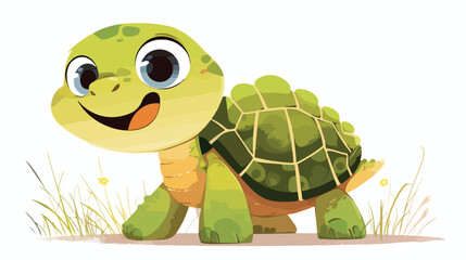 Baby Turtle Clipart 2d flat cartoon vactor illustration