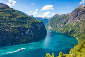 Deurstickers Fjord Geirangerfjord with cruise ship, Norway. © anetlanda
