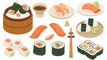This is a traditional asian food flat vector isolated
