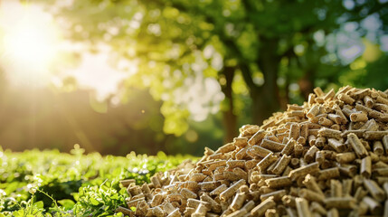 Sustainable Energy: The Power of Wood Pellets. Generative AI - obrazy, fototapety, plakaty