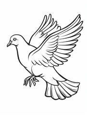 A white dove is flying in the sky. The dove is the symbol of peace and freedom. The image is calming and serene, and it evokes a sense of hope and tranquility