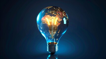 Creativity and Design: A 3D vector illustration of a lightbulb with a globe inside - obrazy, fototapety, plakaty