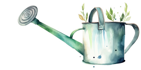 Watercolor Drawing Of A Garden Watering Can