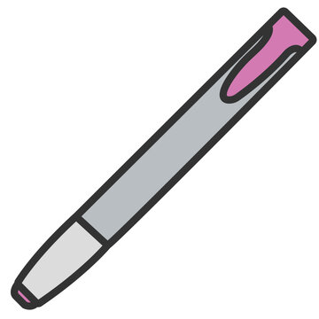 Pink highlighter pen - School education icons set vector color