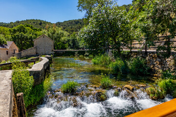 Beautiful landscape in the Krka National Park in Croatia. Natural Waterfalls. Natural wonders