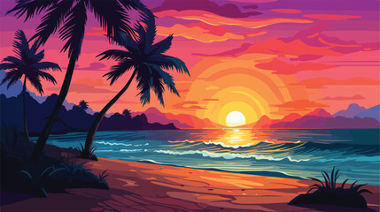 Fototapeta na wymiar Beautiful tropical beach sunset summer holiday vaca