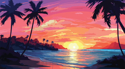 Beautiful tropical beach sunset summer holiday vaca