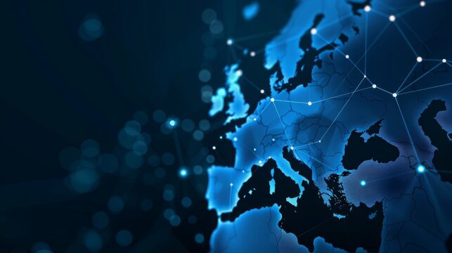 Pan Europe Geometric Network World Map Globe Polygon Graphic Background.