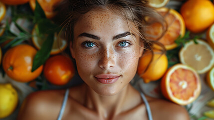 Fototapeta na wymiar woman with oranges