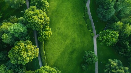 Aerial view of a lush green park, ideal for nature concepts