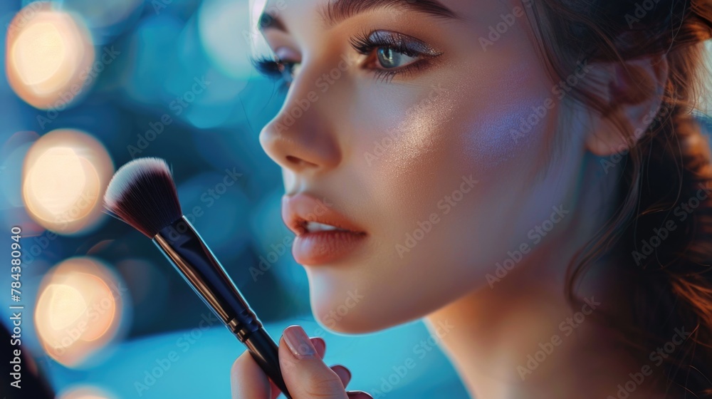 Poster close up of a person holding a brush. suitable for design projects