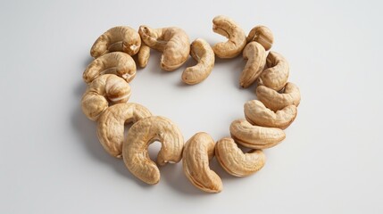 Fototapeta premium A number of nuts arranged in a circle. Can be used for industrial or culinary concepts