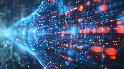 Obraz premium modern information technology background or cyber tech wallpaper, glowing digital data, futuristic business presentation background 
