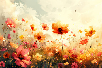 Obraz premium Rebirth of Peace: Watercolor Battlefield