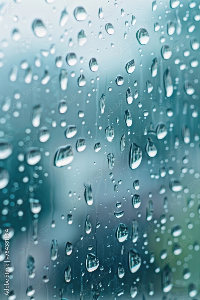 Poster close up of water droplets on a window, suitable for various concepts and designs