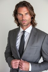 Elegant Businessman in Classic Suit and Tie, Professional Male Model in Formal Attire