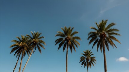 Beautiful tropical nature with coconut palm tree on blue sky.generative.ai