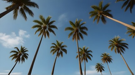 Fototapeta na wymiar Beautiful tropical nature with coconut palm tree on blue sky.generative.ai