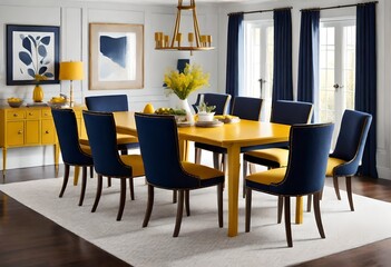 room with dinning table - obrazy, fototapety, plakaty